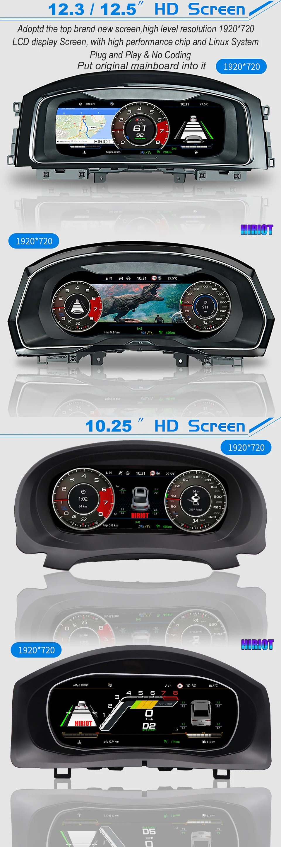 Digital Instrument Gauge Cluster For VW Golf 7 MK7 MK6 Passat B7 B8 CC Tiguan Jetta Scirocco T6 LCD Dashboard Panel Speedometer