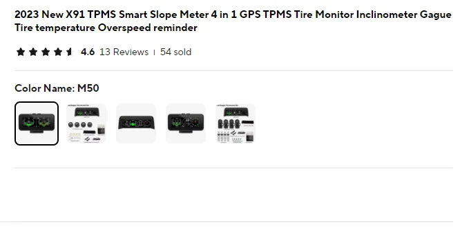 2023 New X91 TPMS Smart Slope Meter 4 in 1 GPS TPMS Tire Monitor Inclinometer Gague Tire temperature Overspeed reminder