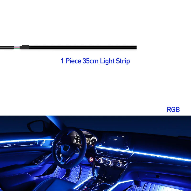 Car Ambient Light Accessories Acrylic Strips 110cm 90cm 75cm 35cm 20cm Full Colors RGB Car Interior Bluetooth App Control