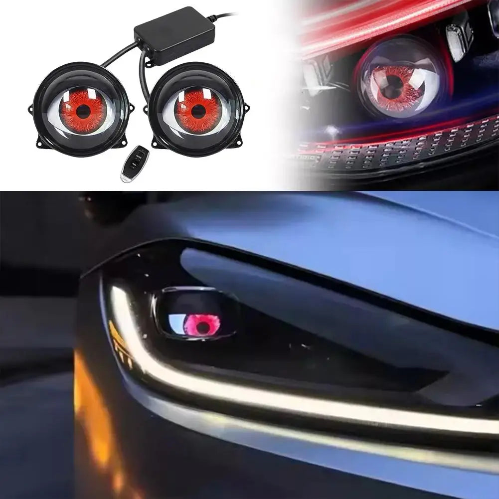 Car Devil  Eye LED Headlight 6 Low Light Modes Control The Atmosphere In The Car Universal Motorcycle Lens Headlight