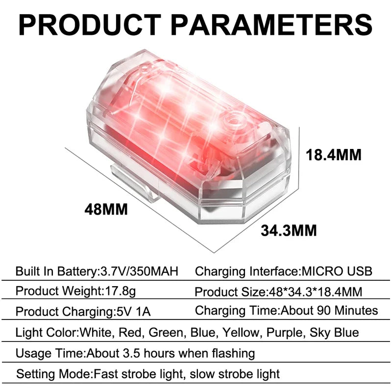 Car Strobe Waterproof Wireless Remote Control Motorcycle Anti-collision Warning Led Lamp