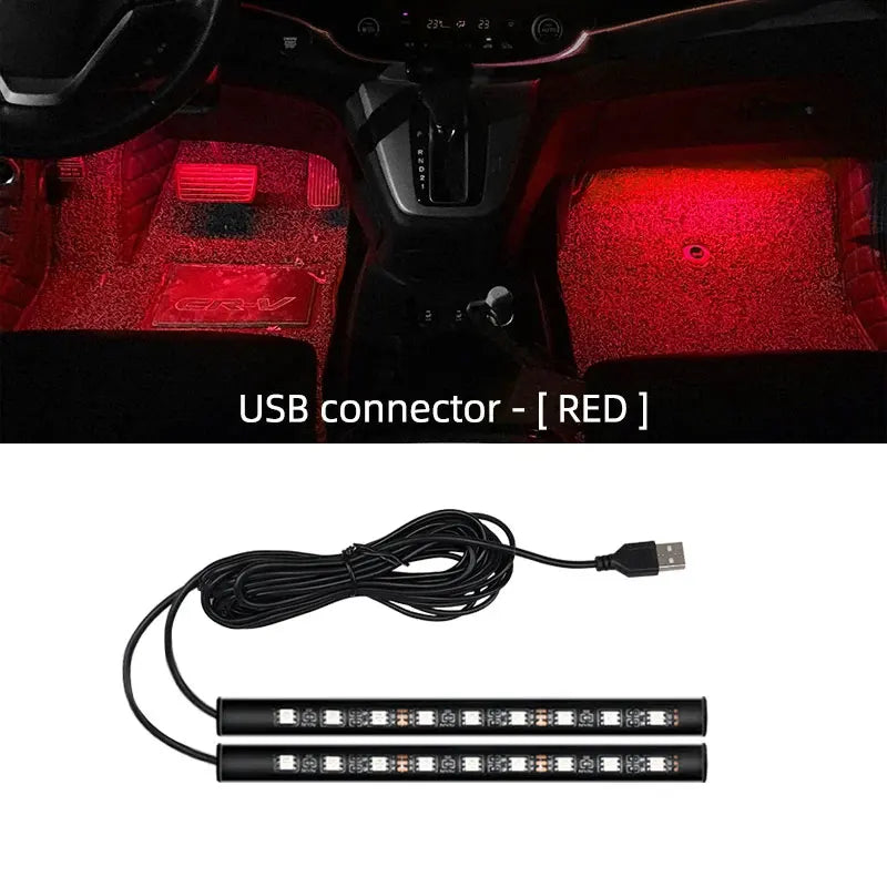 New LED Car Interior Ambient Foot Strip Light Kit Backlight 5V USB Auto Decorative Atmosphere Neon Lamp Vehicle Accessories