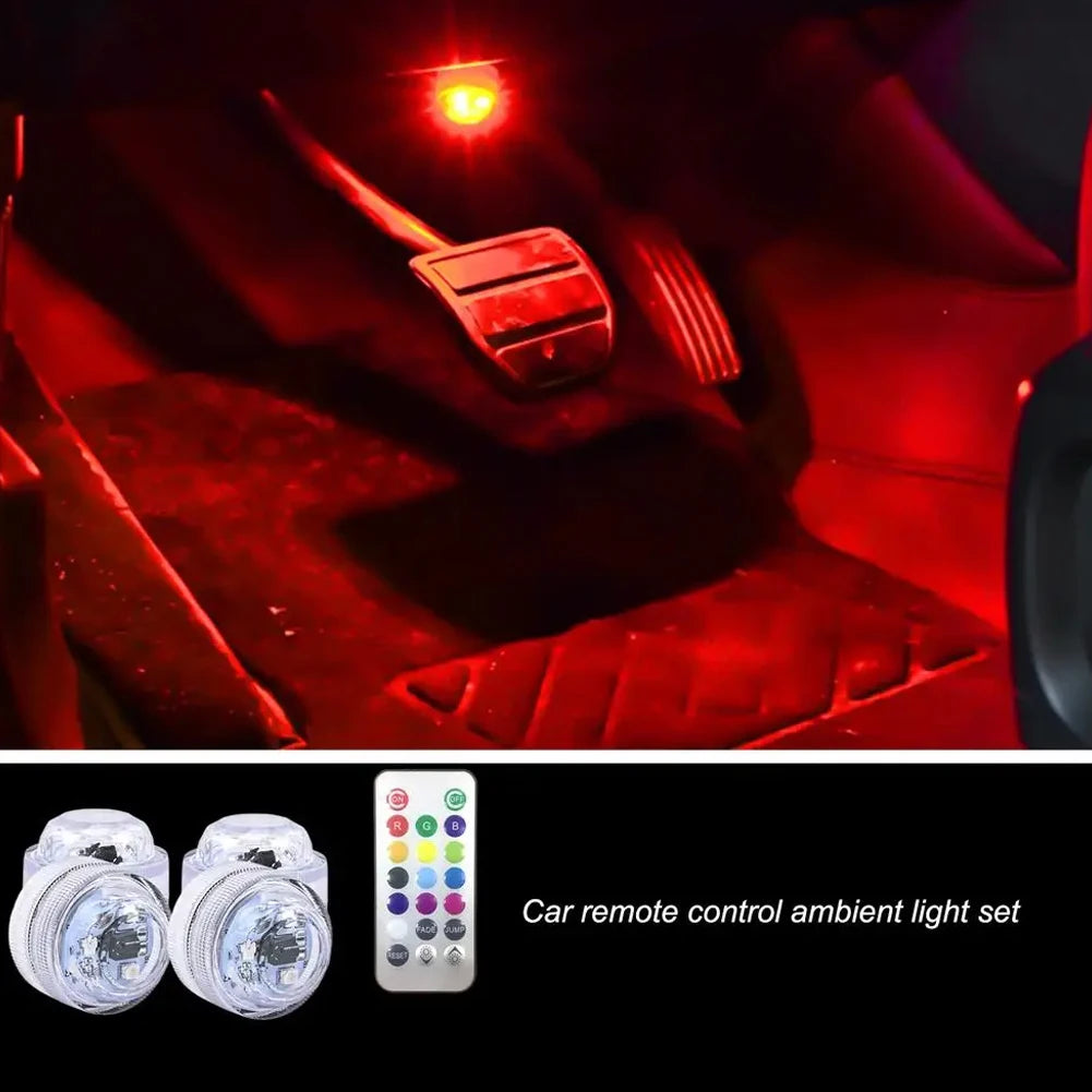 LED Car Interior Ambient Light Remote Control Decoration Auto Roof Foot Atmosphere Lamp Bicycle Tail Light Wireless Adhesive