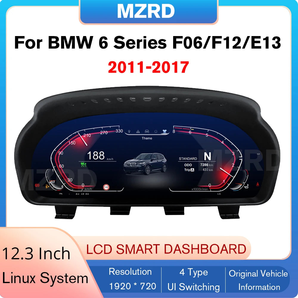 12.3'' Digital Instrument Cluster for BMW 6 Series F06/F12/F13 CIC NBT Linux System Speedometer Car Dashboard 2011-2017