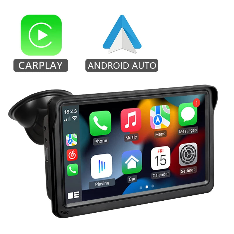 Hippcron 7inch Car Radio Multimedia Video Player Wireless Carplay And Wireless Android Auto Portable Universal Touch Screen