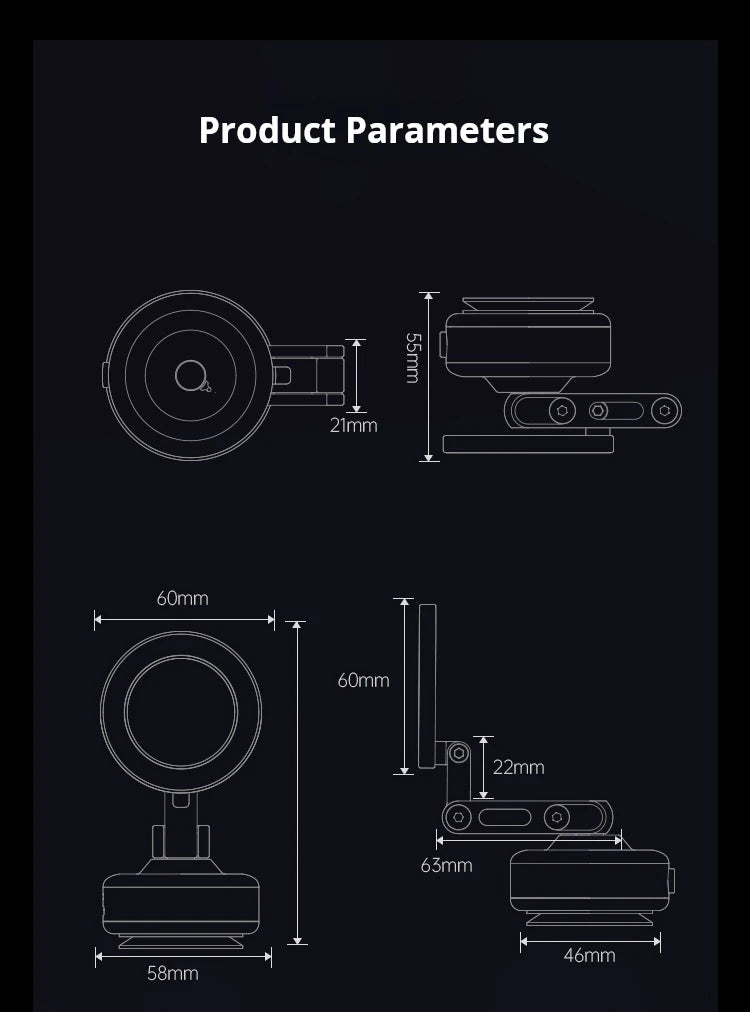 Magnetic Vacuum Adsorption Car Mount Mobile Phone Holder Foldable 360 Degree Rotation Aluminum Alloy Suitable for Smartphones