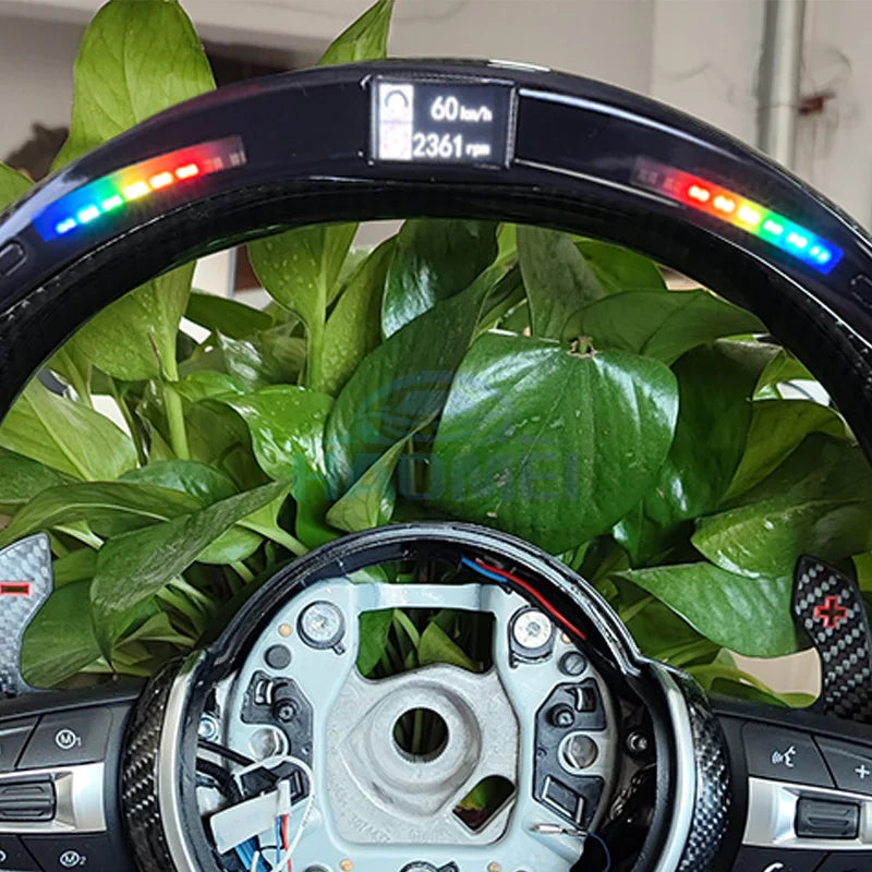 LED Carbon Fiber Steering Wheel Is Suitable For BMW F10 F20 F30 3 Series 5 Series Models Comes With Buttons And Shift Paddles