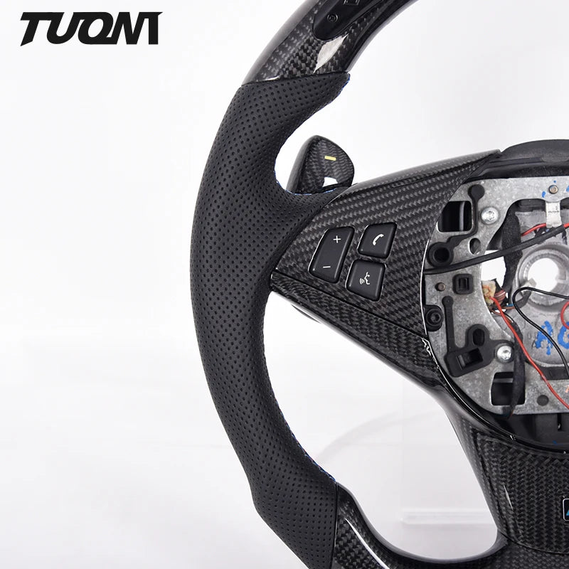 Custom Alcantar Leather Carbon Fiber Led Steering Wheel For Bmw E60 E63 M5 M6 Racing Wheel Convertible