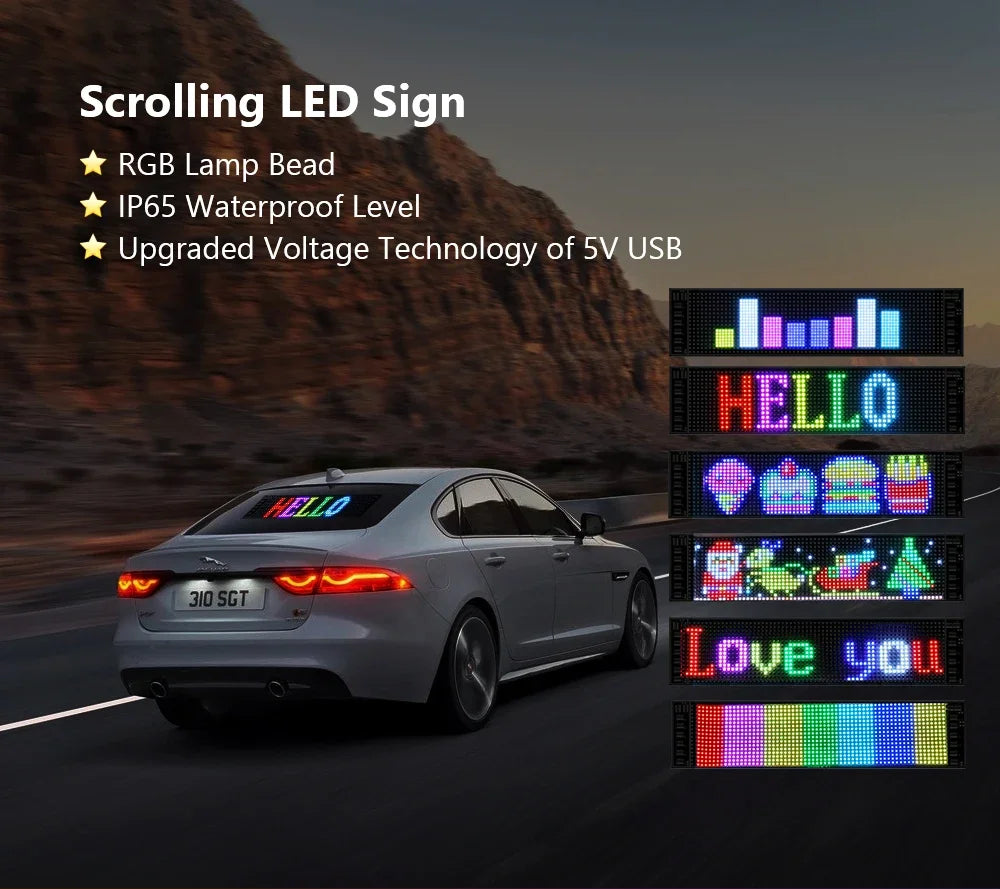 Demon Eyes Car LED Logo APP LED Matrix Pixel Panel Night Light DIY Programmable Flexible LED Display for Car Truck Accessories