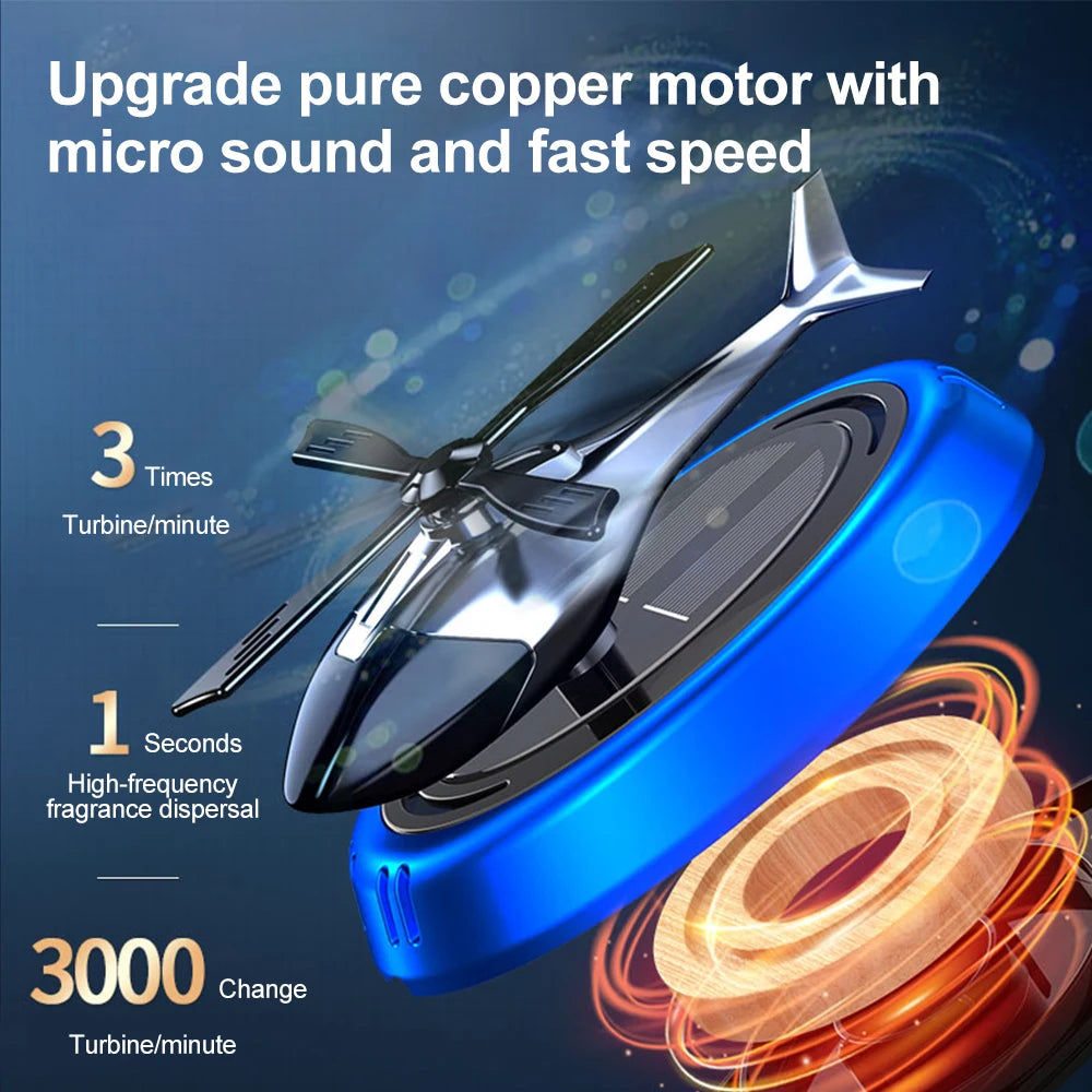 Solar Fragrance Car Air Freshener Helicopter Solar Power Rotating Propeller Aroma Diffuser Auto Interior Decoration Aromatherapy