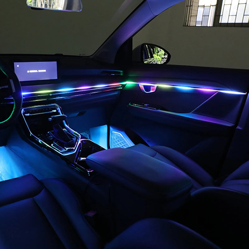 Car Ambient Light Accessories Acrylic Strips 110cm 90cm 75cm 35cm 20cm Full Colors RGB Car Interior Bluetooth App Control