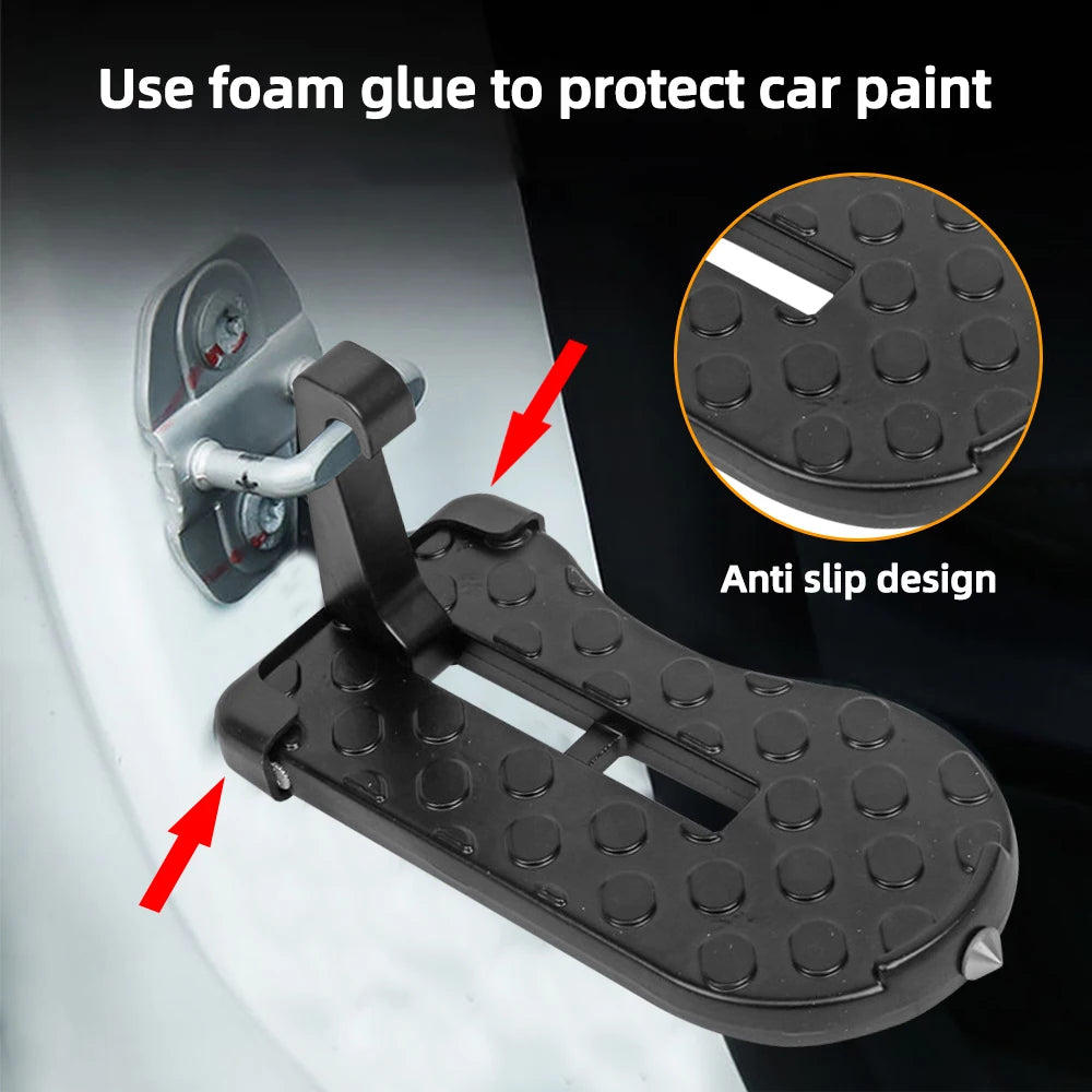 Car Roof Rack Step Car Door Step Universal Latch Hook Auxiliary Walking Foot Pedal Aluminium Alloy Safety