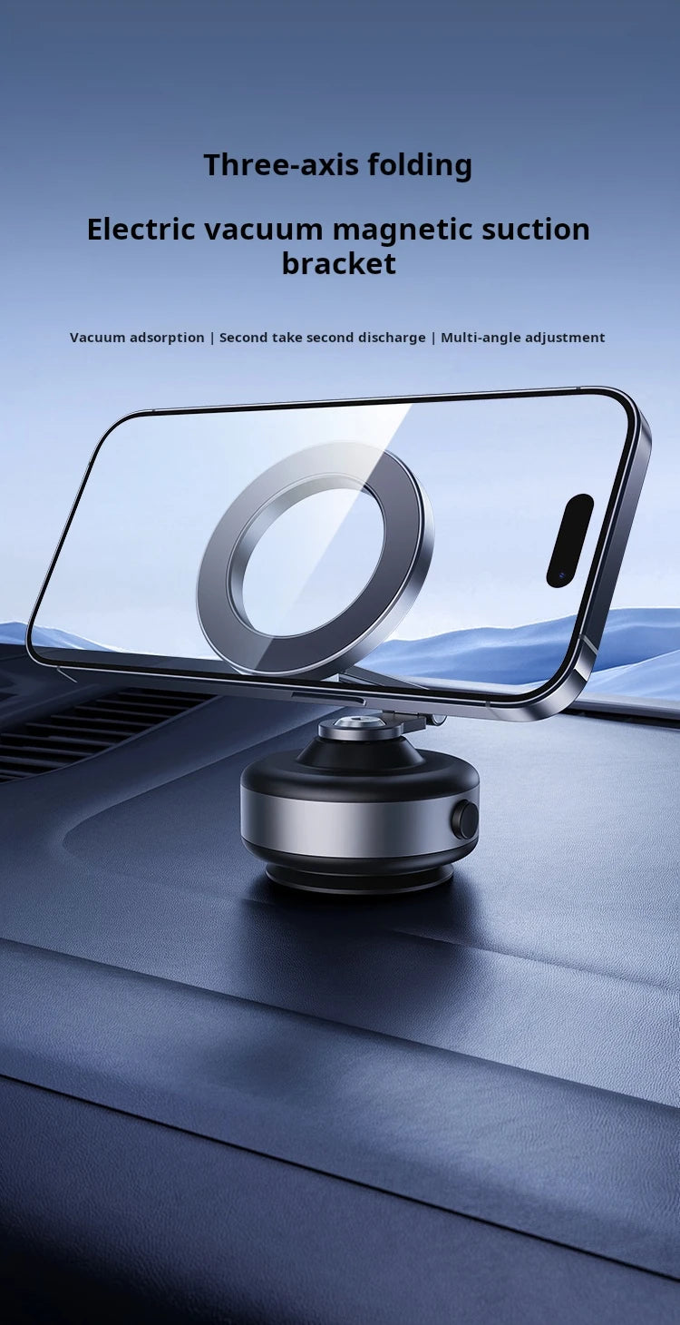 Magnetic Vacuum Adsorption Car Mount Mobile Phone Holder Foldable 360 Degree Rotation Aluminum Alloy Suitable for Smartphones