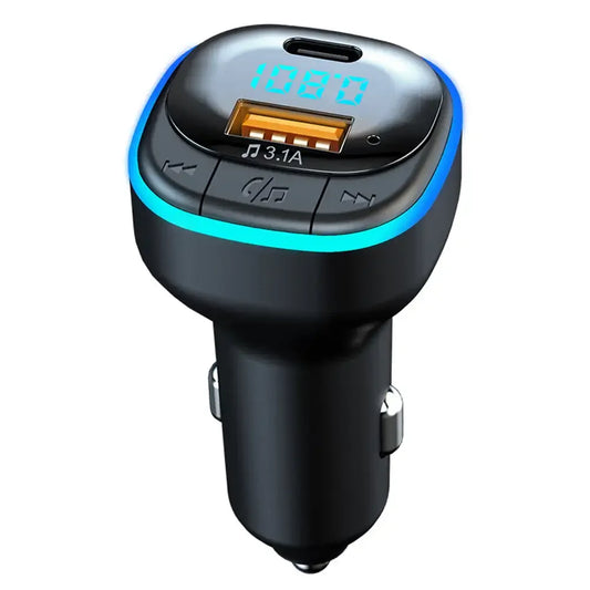 Bluetooth 5.0 Car Charger Fast Charging USB Type C Car Phone Charger FM Transmitter Handsfree Cigarette Lighter MP3 Music Player