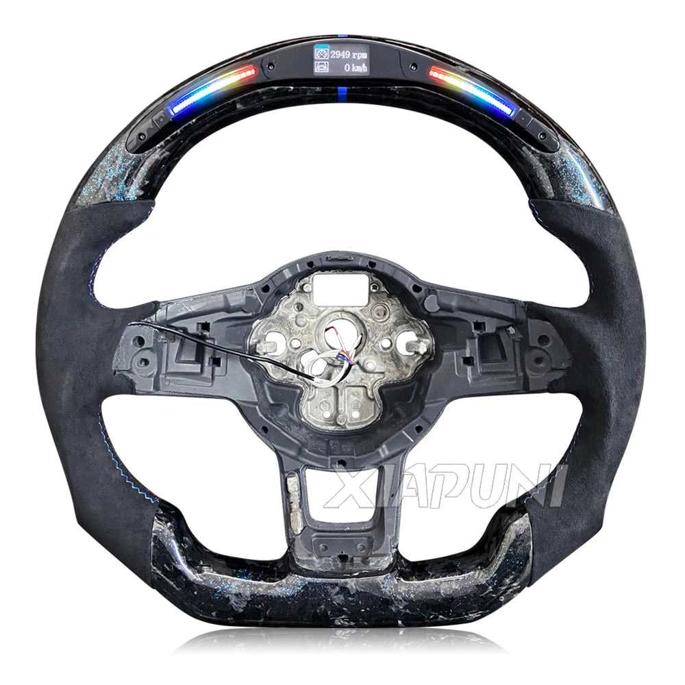 Steering Wheel Golf 7 MK7 Mk7.5 GTI Scirocco Polo GTS R Line 2014-2017 Forge Carbon Fiber Customized LED RPM Racing Wheel