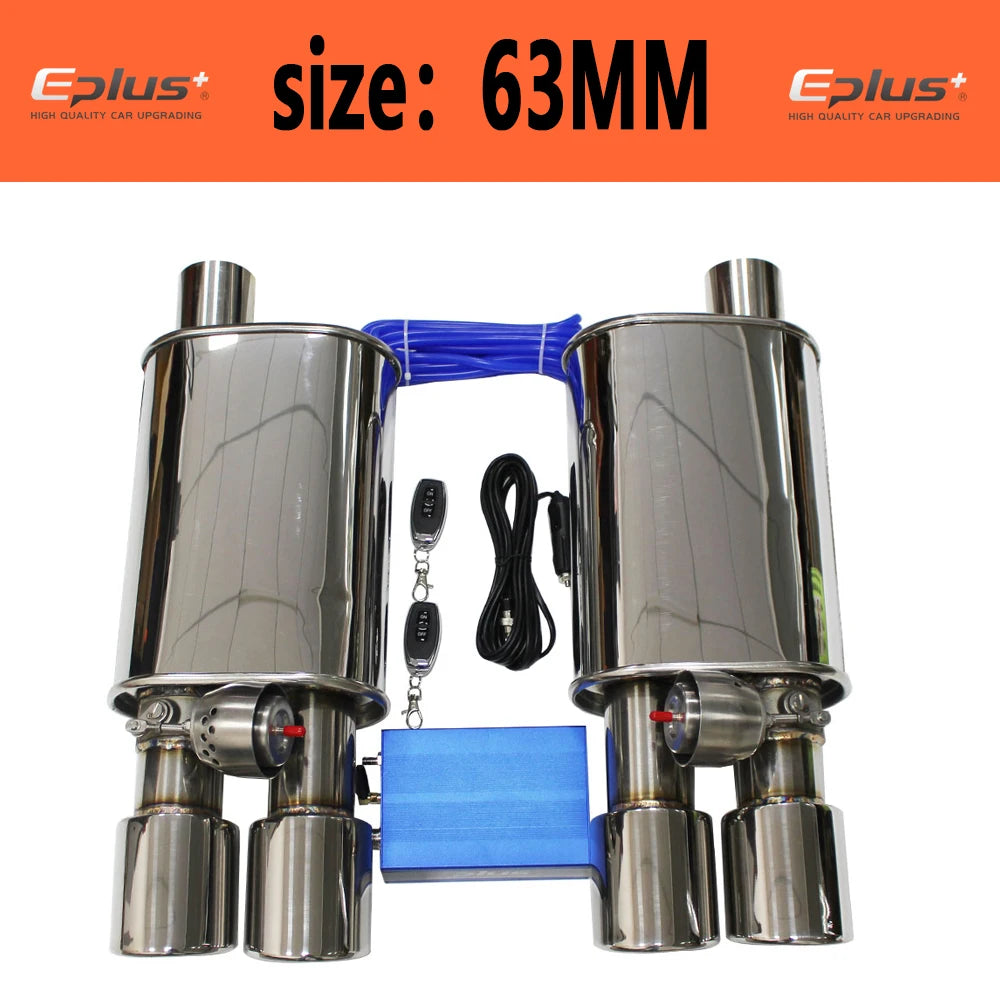 EPLUS 1 to 2pcs Car Exhaust System Vacuum Valve Control Exhaust Pipe Kit Variable Silencer Stainless Universal 51 63 76 MM