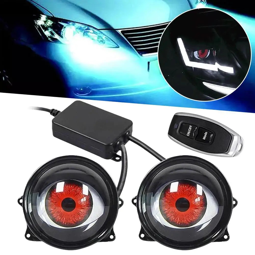 Car Devil  Eye LED Headlight 6 Low Light Modes Control The Atmosphere In The Car Universal Motorcycle Lens Headlight