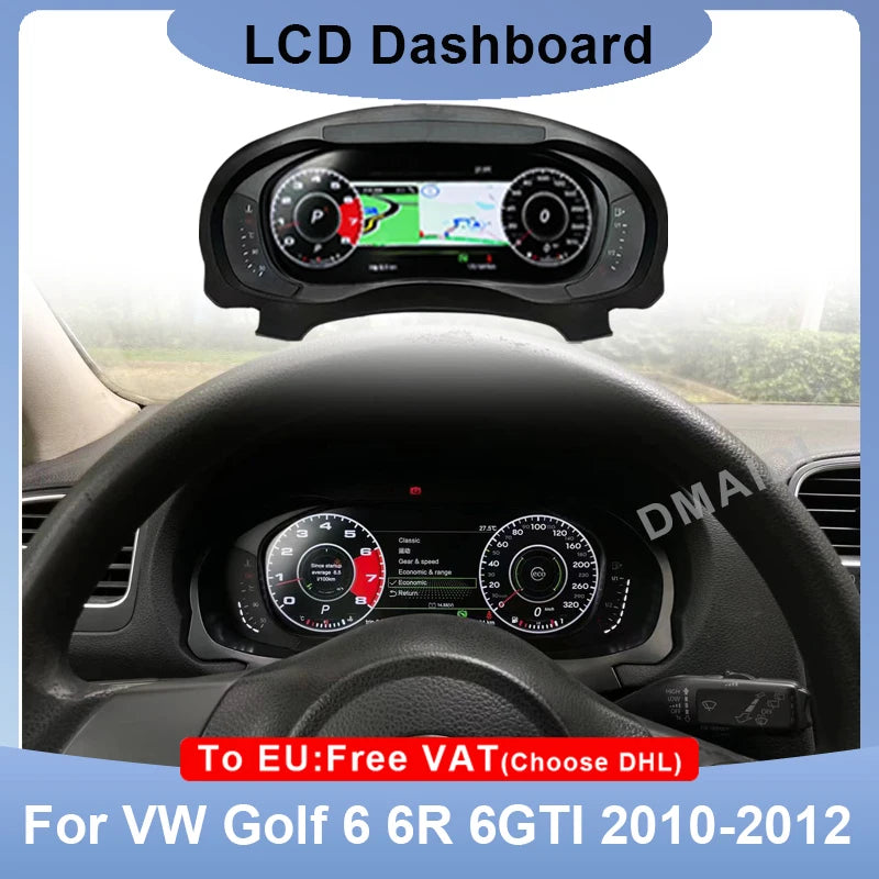 Digital Dashboard For VW Golf 6 6R 6GTI Virtual Instrument Panel Cluster CockPit Gauge LCD Speedometer