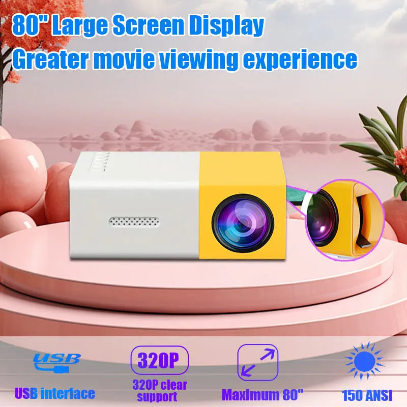 Car projector Equip 72 lnch Screen and Bracket Dlp Full Hd 1000 Lumen Player Outdoor Car Mini Projector