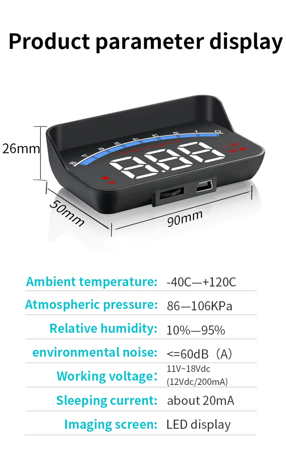 New M6S HUD Car Head Up Display OBD2 Speedometer Clock Water Temperature Volt KM/h MPH  Auto Electronics Windshield Projector