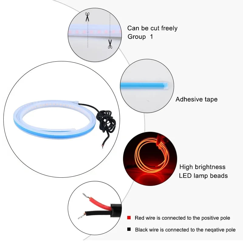 150cm LED Daytime Running Light Scan Starting Car Hood Decorative Lights DRL Auto Engine Hood Guide Decorative Ambient Lamp 12V