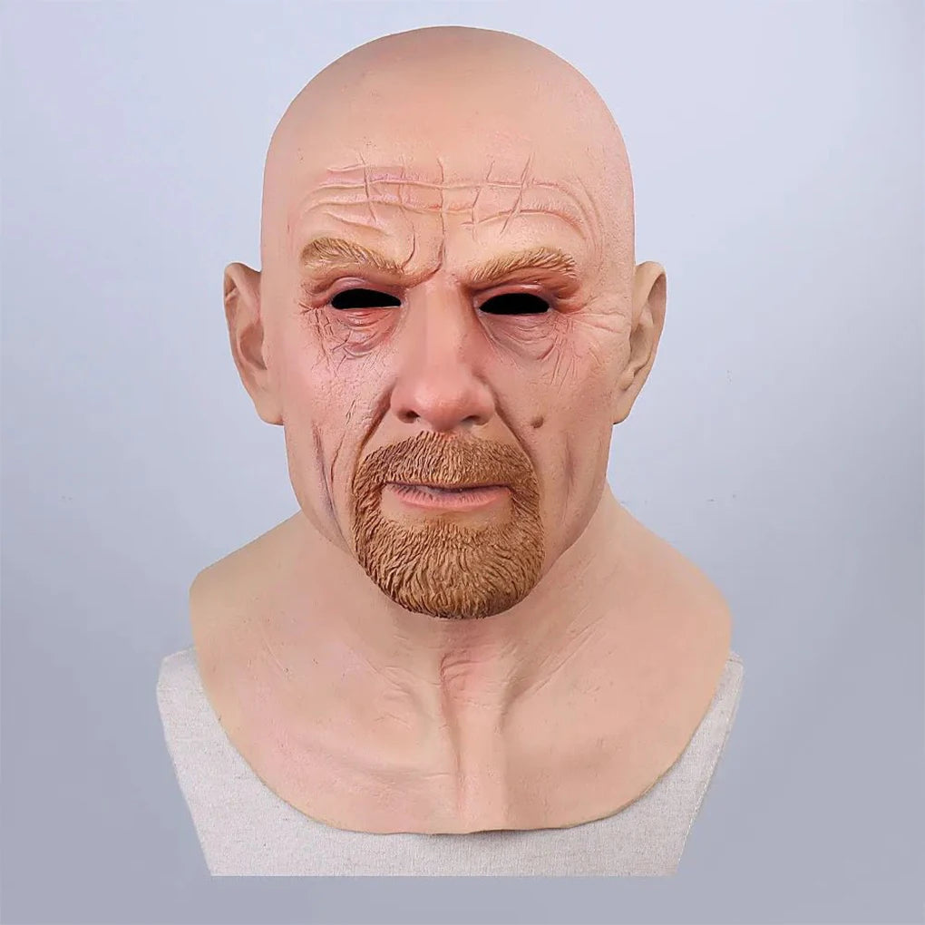 Scary Headgear Full Face Upper Body Party Prop Mr. white Adults 3D Simulation Latex Halloween Handsome Man Spoof Funny Mask