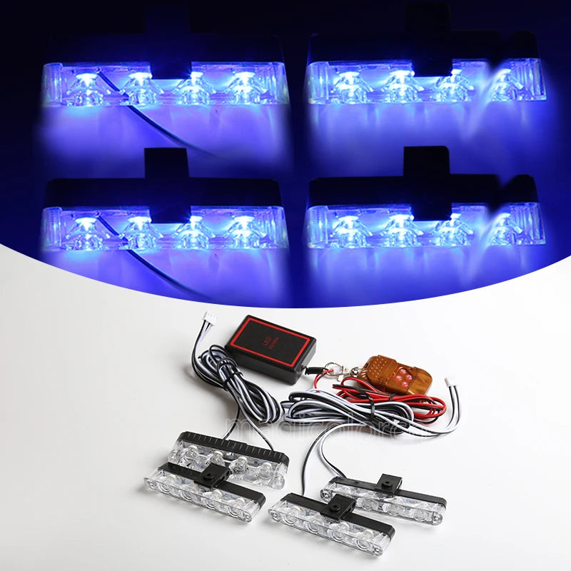 Grill Car LED Light Strobe Red Blue Emergency  Remote Wireless Control Flash Signal Fireman Beacon Warning Lamp