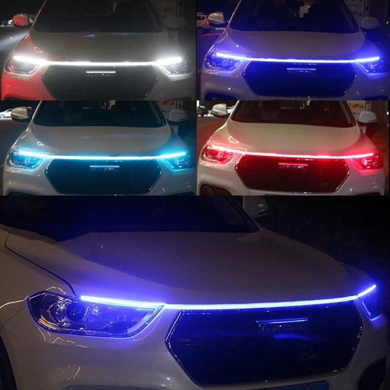 150cm LED Daytime Running Light Scan Starting Car Hood Decorative Lights DRL Auto Engine Hood Guide Decorative Ambient Lamp 12V