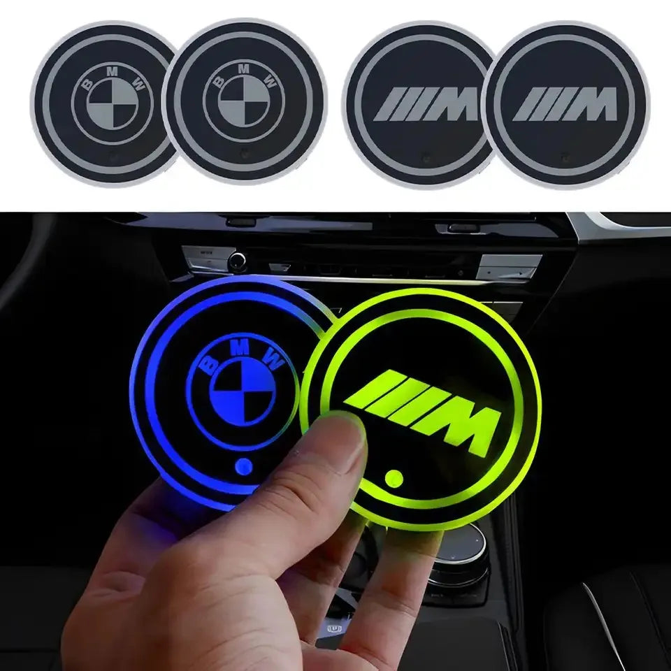 1/2pcs Car LED Luminous Water Cup Holder Coaster Light For BMW M M2 E30 E39 E46 E53 E60 G30 F10 F11 E53 E60 1 2 3 5 Series X1 X3