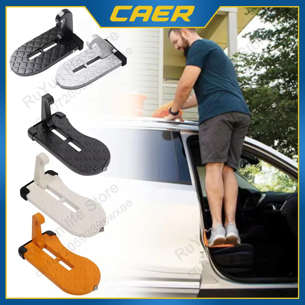 Car Roof Rack Step Car Door Step Universal Latch Hook Auxiliary Walking Foot Pedal Aluminium Alloy Safety