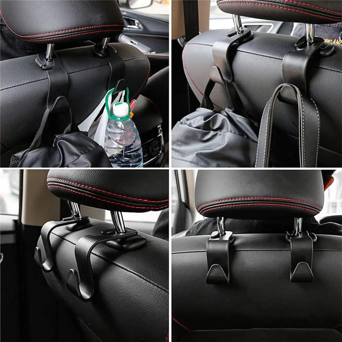 Universal Car Seat Headrest Hook 4 Pack for Back Seat Storage Organizer for Handbags Purses Clothes and Coats