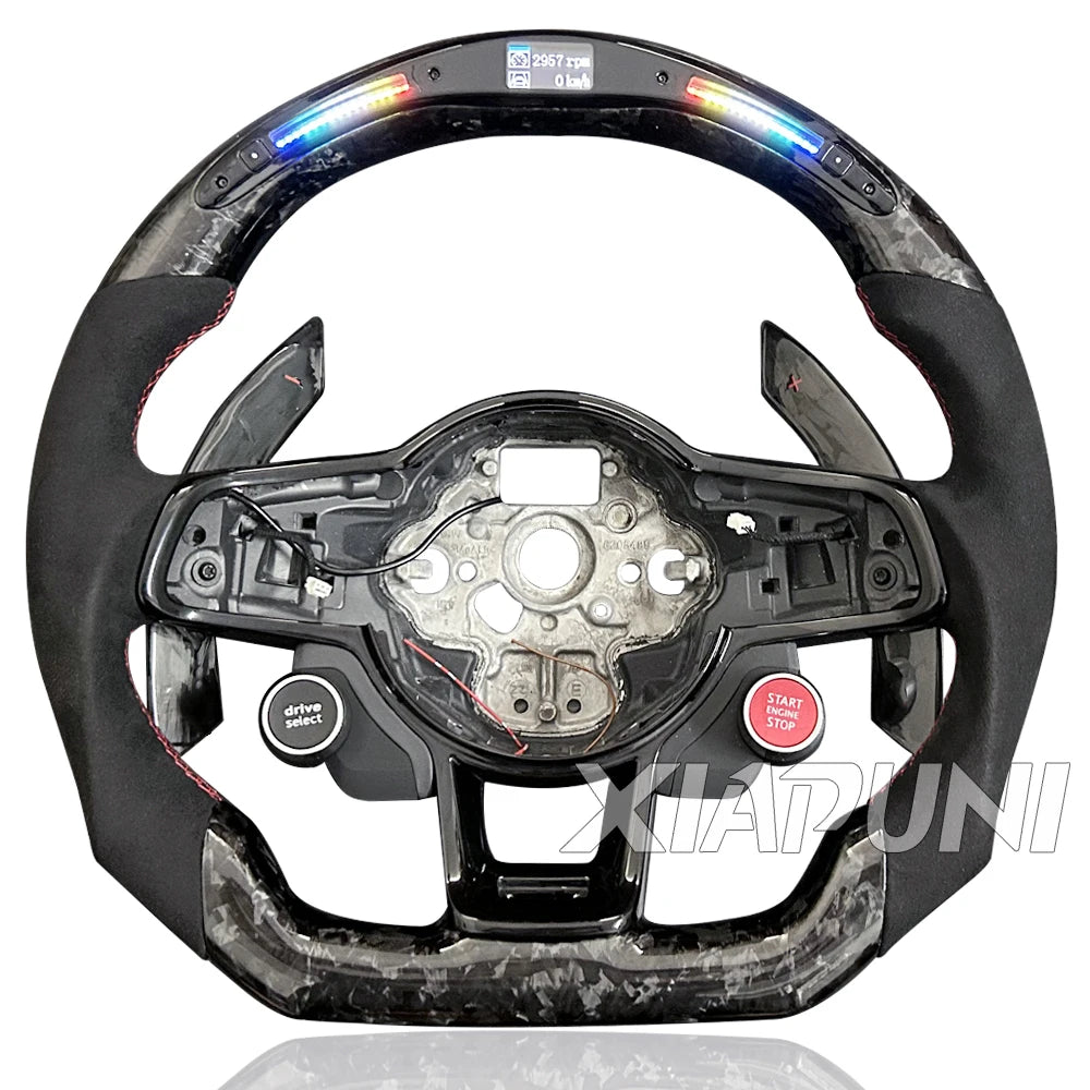 Steering Wheel Golf 7 MK7 Mk7.5 GTI Scirocco Polo GTS R Line 2014-2017 Forge Carbon Fiber Customized LED RPM Racing Wheel