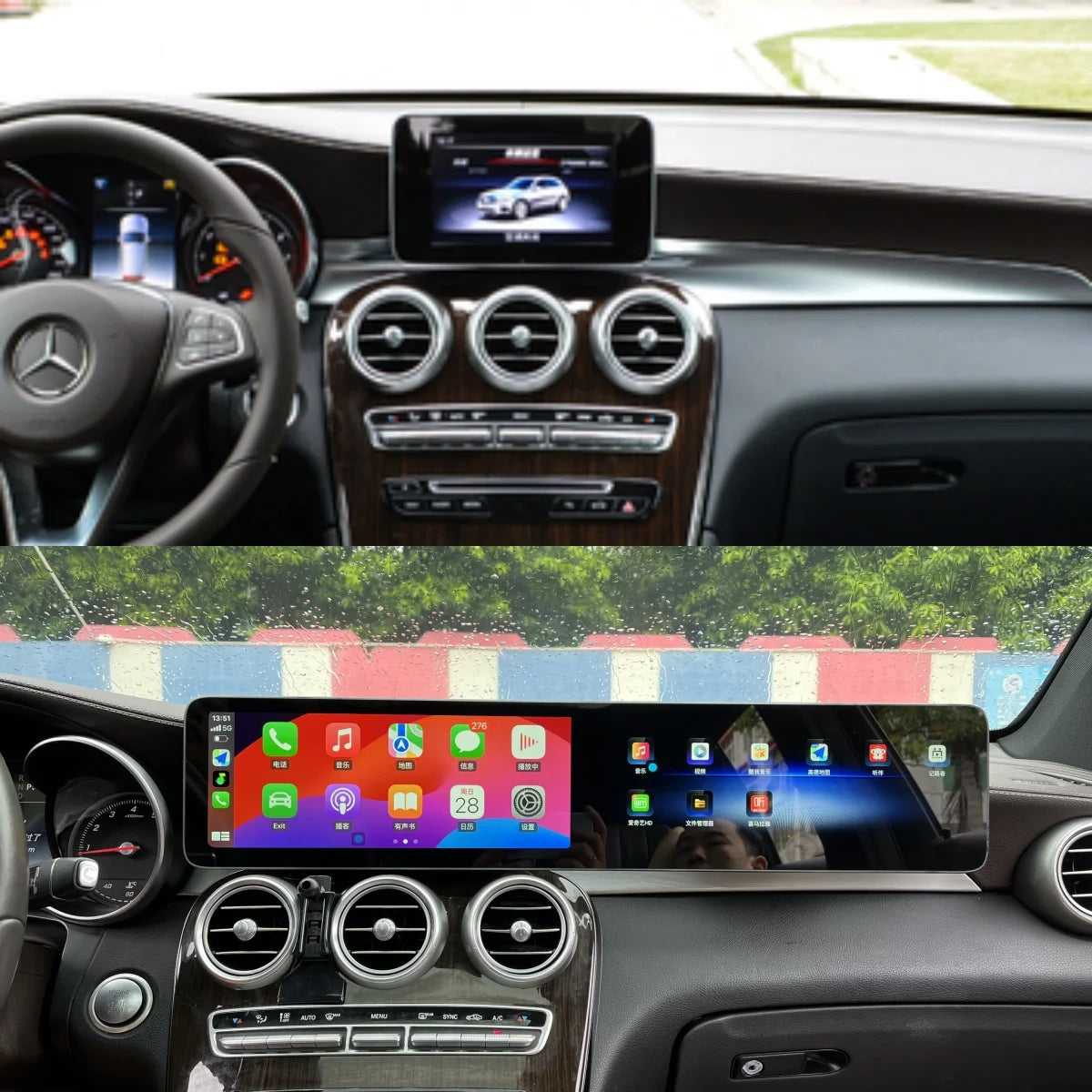 Dual Screen 12.3 Android 13 Carplay For Mercedes Benz C W205 GLC X253 2015-2019 Car GPS Navigation Multimedia Player Head Unit