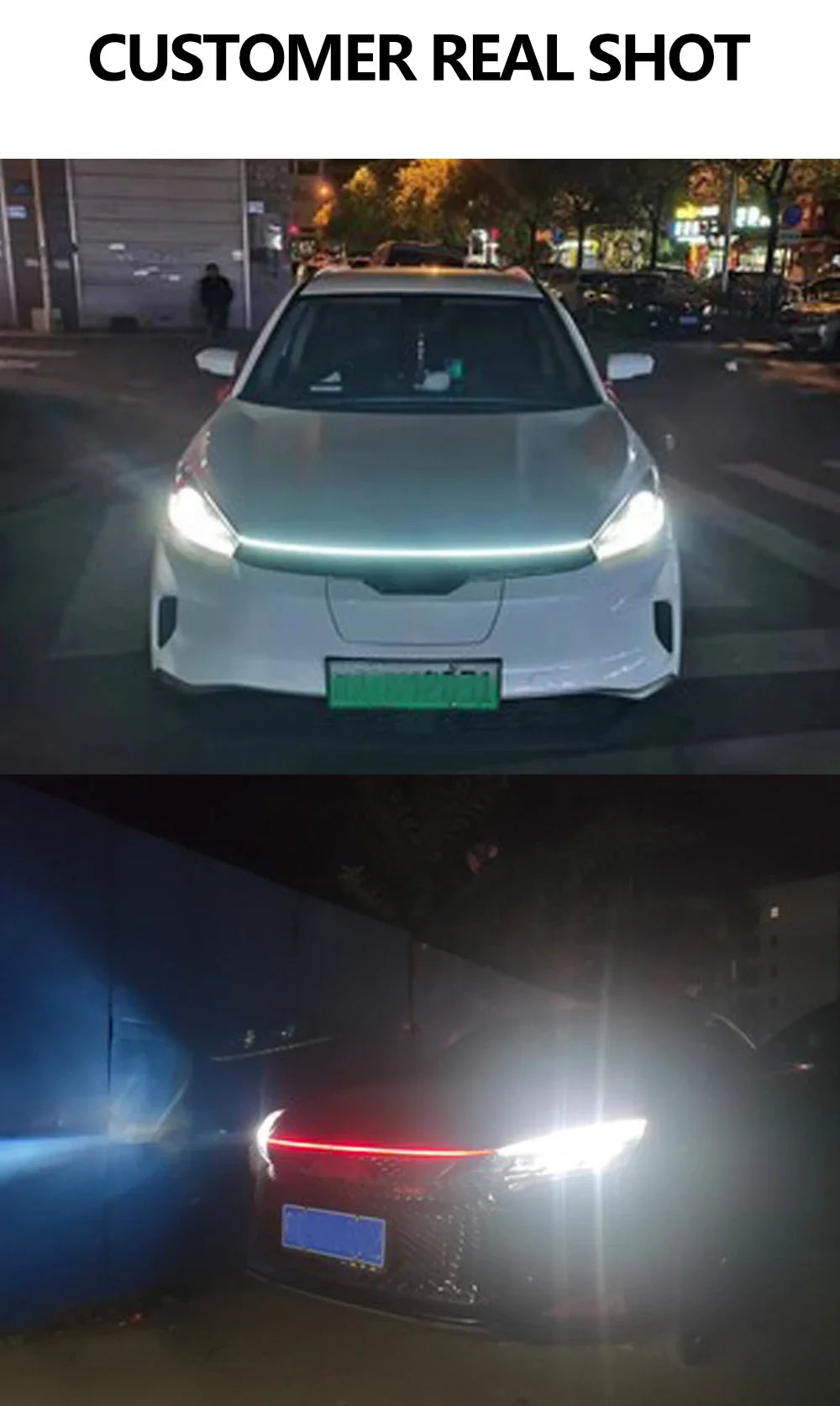 150cm LED Daytime Running Light Scan Starting Car Hood Decorative Lights DRL Auto Engine Hood Guide Decorative Ambient Lamp 12V