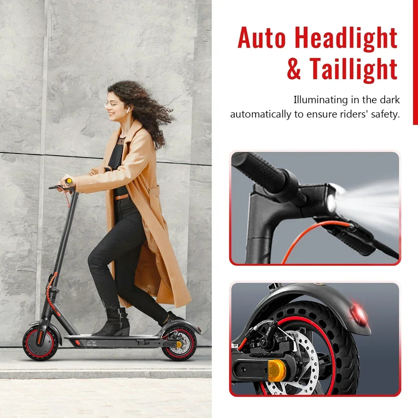 HEZZO 36V 350W 15.6MPH Electric Scooter HS-04Pro 10.4Ah 18mile Self-Balance Lightweight 8.5"Tire Folding Kick Escooter Smart App