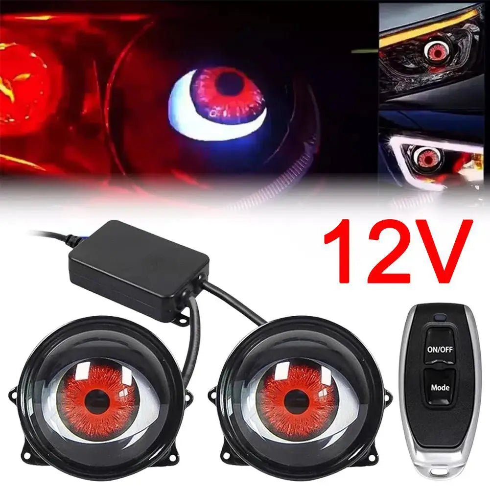 Car Devil  Eye LED Headlight 6 Low Light Modes Control The Atmosphere In The Car Universal Motorcycle Lens Headlight