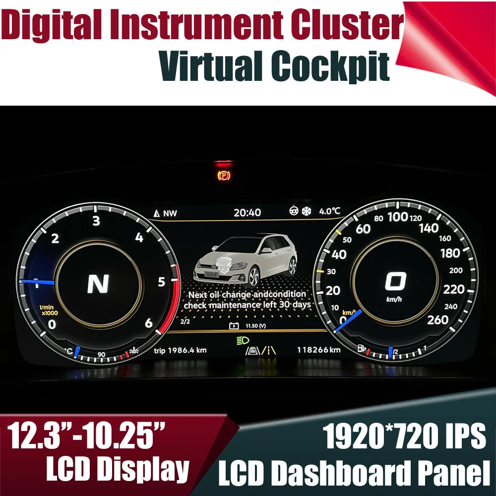 Digital Instrument Gauge Cluster For VW Golf 7 MK7 MK6 Passat B7 B8 CC Tiguan Jetta Scirocco T6 LCD Dashboard Panel Speedometer